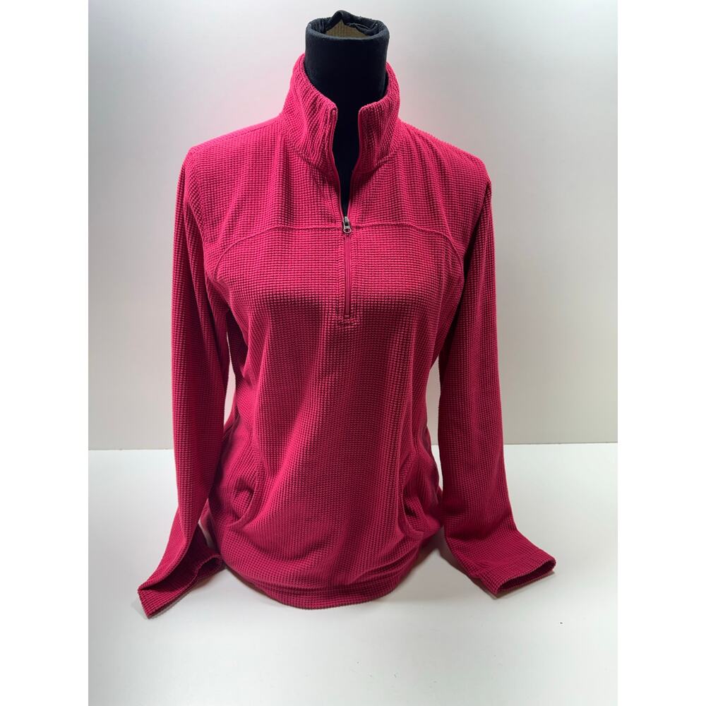 Tek Gear Women’s Pullover Fushia Red 1/2 Zip Mock Neck Sz L Athleisure Shirt